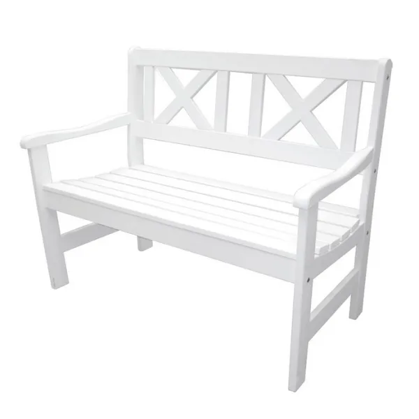 Panca in legno da esterno Pieghevole Modello MALMO Verniciata Bianca - Dimensioni 109 x 61 x 43/88 h. cm-0