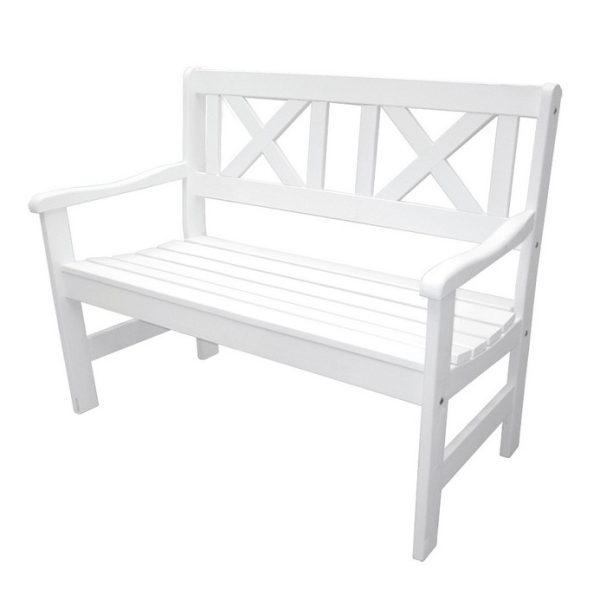 Panca in legno da esterno Pieghevole Modello MALMO Verniciata Bianca - Dimensioni 109 x 61 x 43/88 h. cm-0