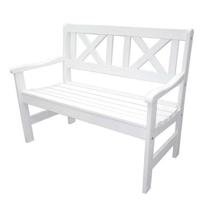 Panca in legno da esterno Pieghevole Modello MALMO Verniciata Bianca - Dimensioni 109 x 61 x 43/88 h. cm-0