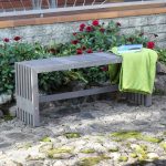 Panca in legno da esterno Modello CUBE Verniciata Grigia - Dimensioni 110 x 33 x 45 h. cm-0