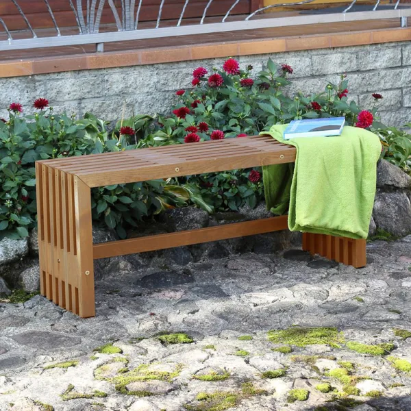 Panca in legno da esterno Modello CUBE Verniciata Miele - Dimensioni 110 x 33 x 45 h. cm-0