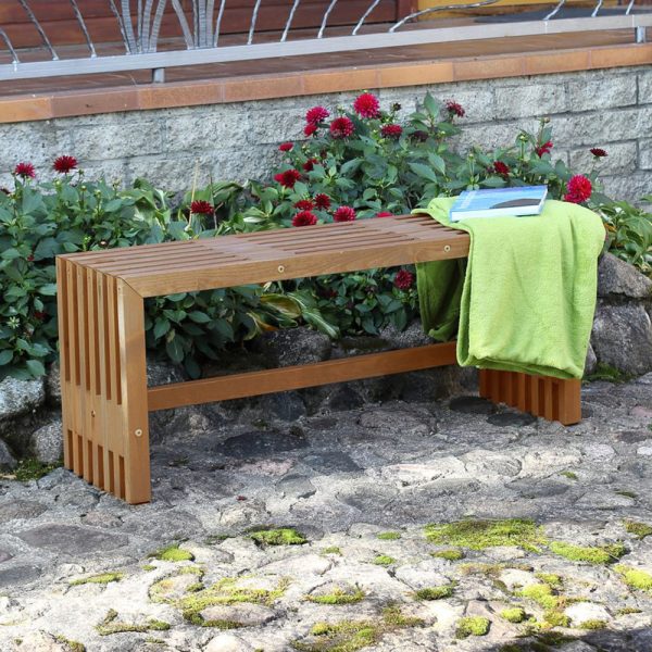Panca in legno da esterno Modello CUBE Verniciata Miele - Dimensioni 110 x 33 x 45 h. cm-0