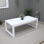 Tavolino in Legno da Esterno Modello MADISON 120 x 60 x 44 h. cm - Verniciato Bianco-0