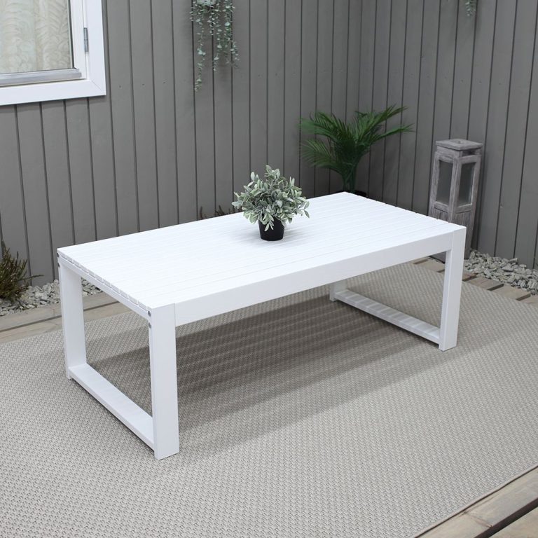 Tavolino in Legno da Esterno Modello MADISON 120 x 60 x 44 h. cm - Verniciato Bianco-0