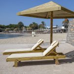 Lettino prendisole singolo SUNBED in legno trattato per l'esterno 200 x 64 x 25 cm-0