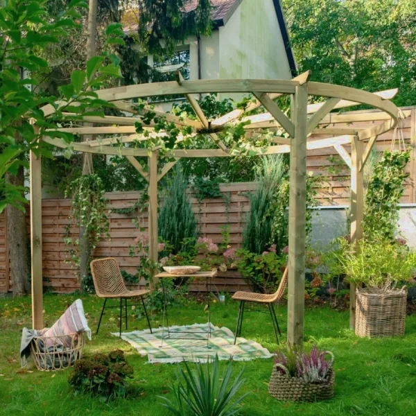 Onlywood Pergola Gazebo CIRCOLO diametro 300 x 220 h cm - Con travetti continui-0