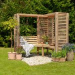 Onlywood Pergola ad Arco angolare MILTON MODERNA 193 x 193 x 185 h cm - Con Panche-90462