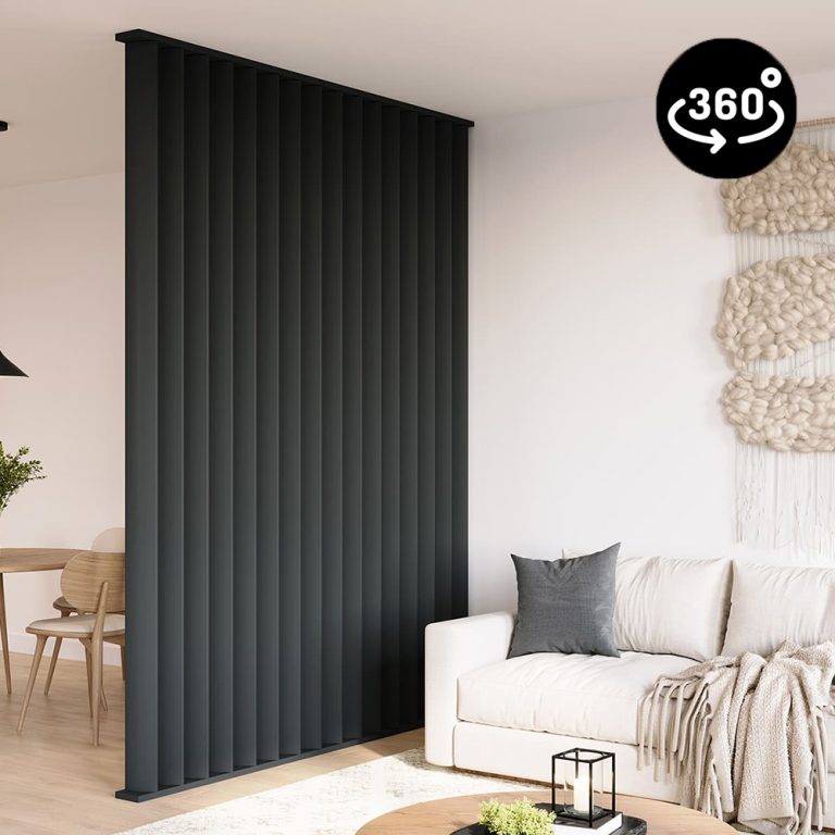 Onlywood Pareti Divisorie per Interni in Legno Nere - Con Doghe girevoli a 360°-0