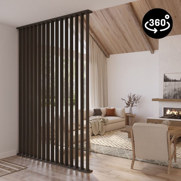 Onlywood Pareti Divisorie per Interni in Legno Noce Fumo - Con Doghe girevoli a 360°-0