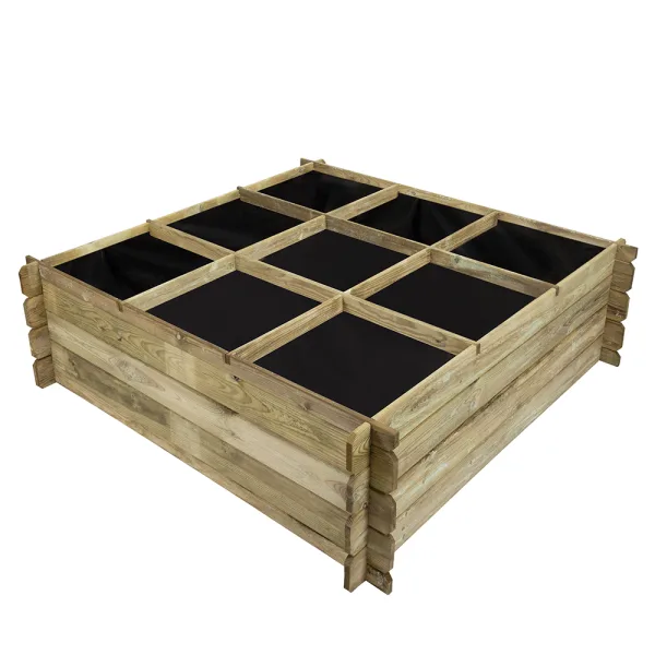 Onlywood Orto Rialzato legno 9 Scomparti in Pino Trattato 140 x 140 x 36 h. cm-0