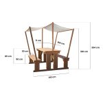 Tavolo Picnic in legno SHADO trattato per l'esterno 140 x 159 x 85/204 h. cm-90680