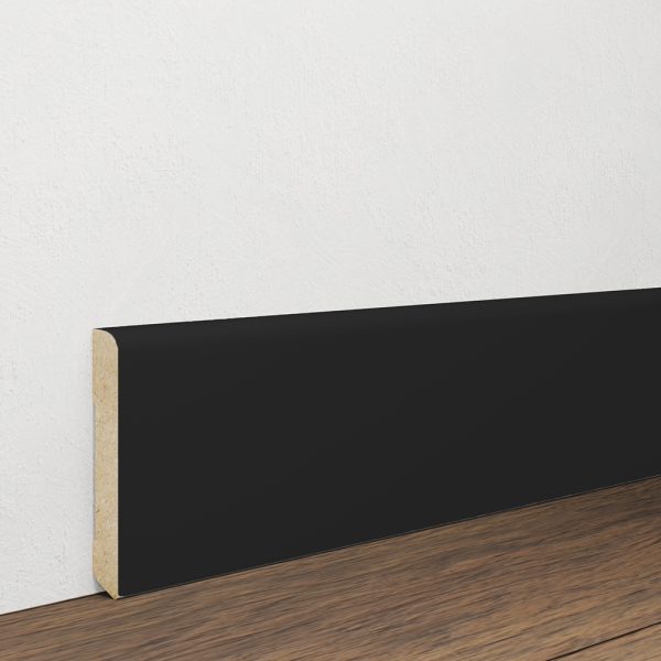 Onlywood Battiscopa Mdf Nero Stondato - 70 x 10 mm - Asta da 2,4 Metri - Made in Italy-0