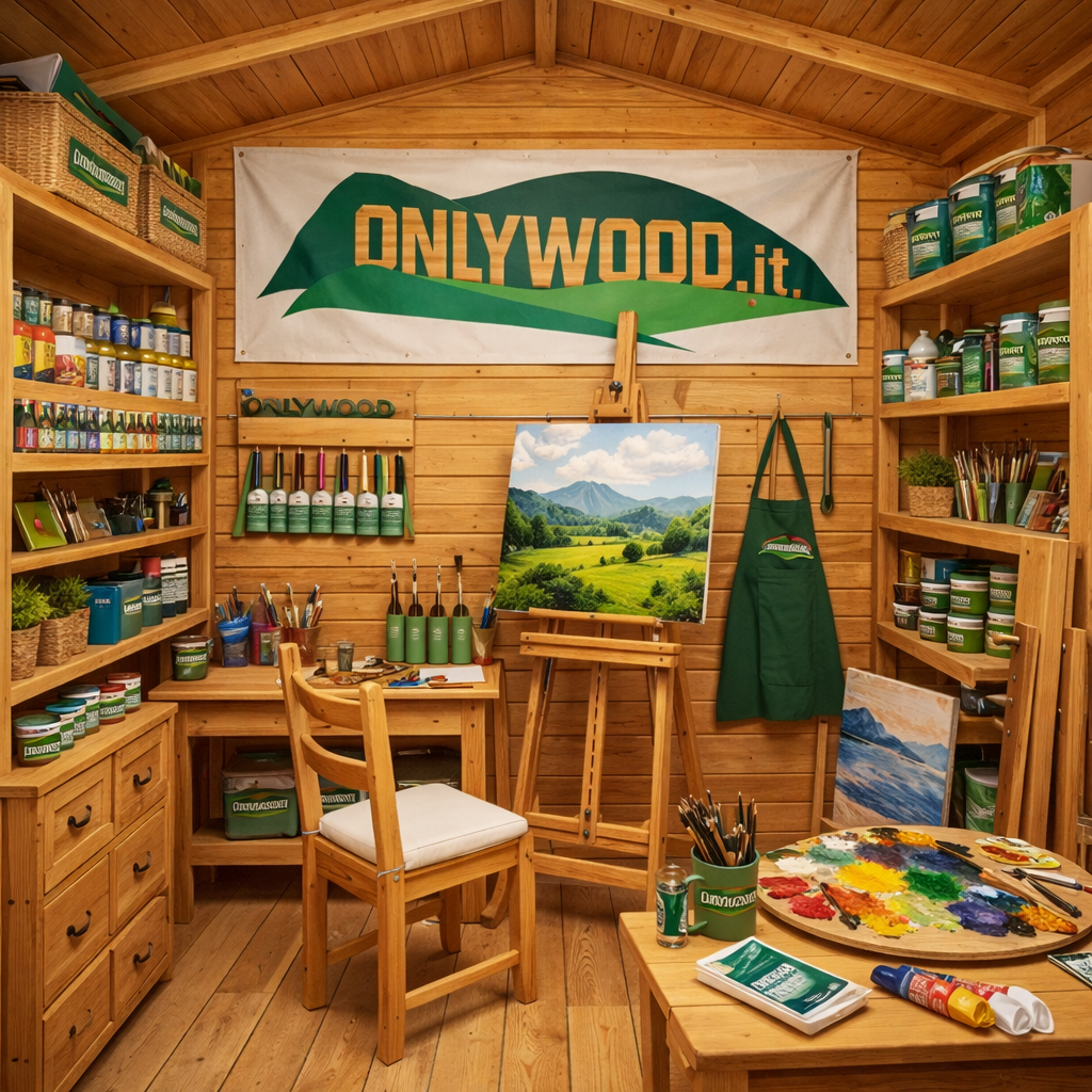 casetta legno per hobby pittura