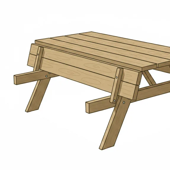 Tavolo Picnic in legno con panche pieghevoli