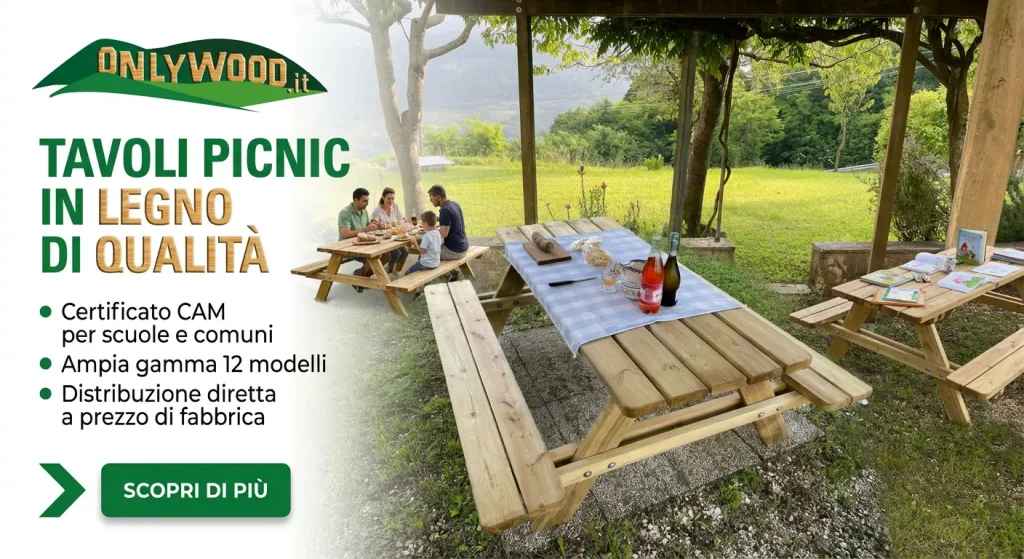 Tavoli picnic in legno di Onlywood | la gamma completa