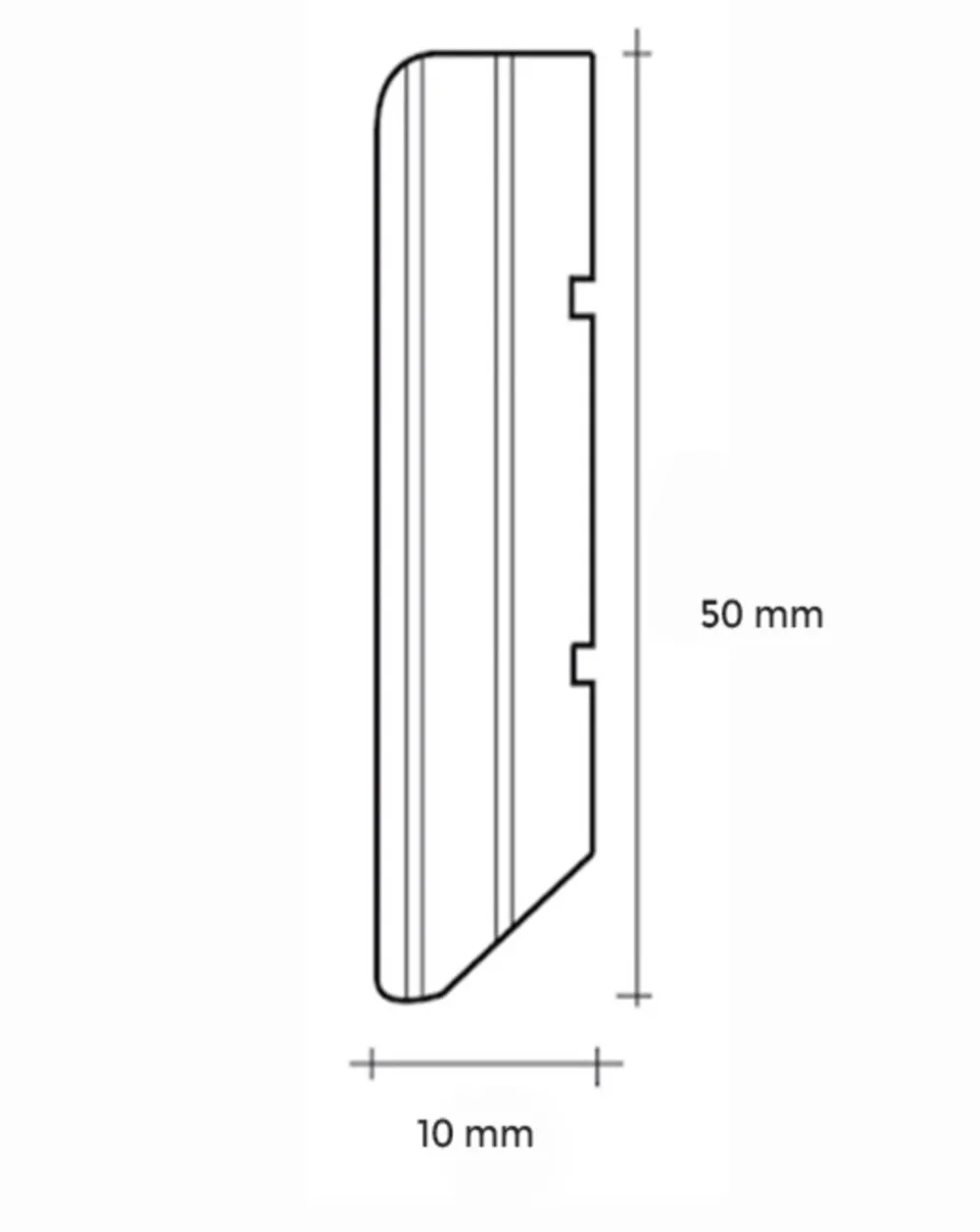 Campione Battiscopa Legno BIANCO Laccato RAL 9010 – 50 x 10 mm