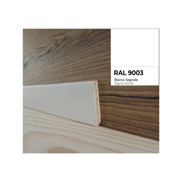 Onlywood Battiscopa Legno BIANCO Laccato RAL 9003 – 50 x 10 mm – Asta da 2,4 Metri