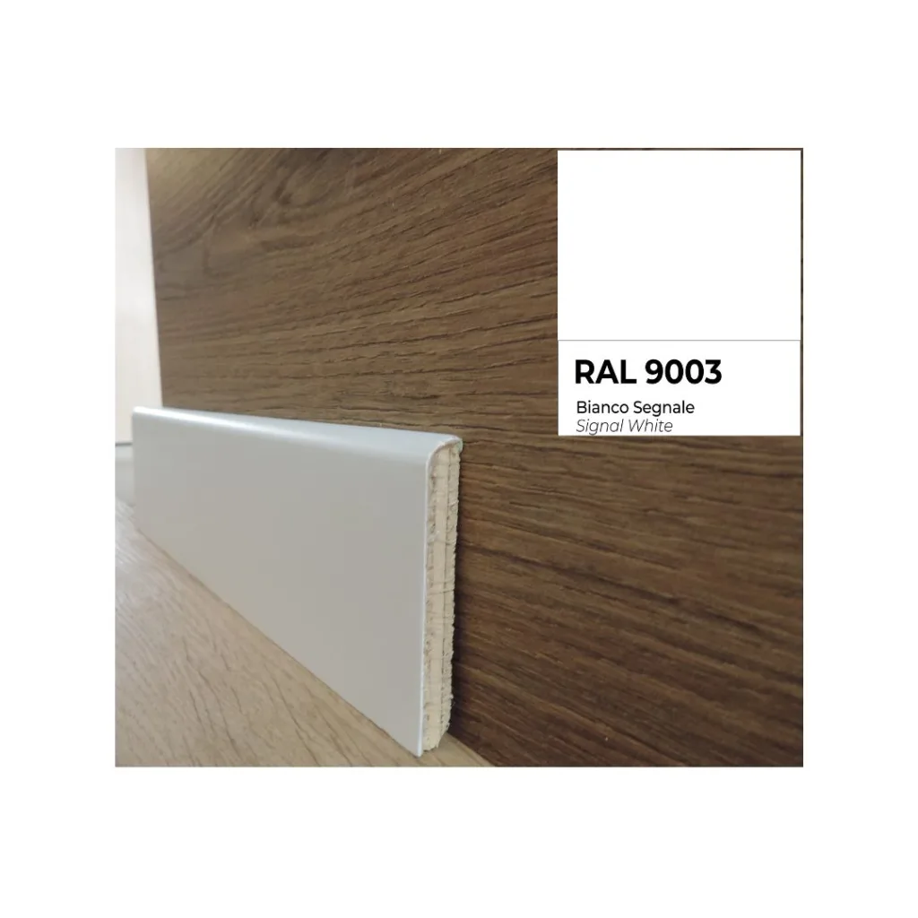 Onlywood Battiscopa Legno BIANCO Laccato RAL 9003 – 70 x 10 mm – Asta da 2,4 Metri