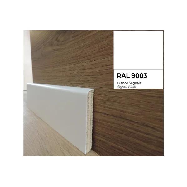 Onlywood Battiscopa Legno BIANCO Laccato RAL 9003 – 70 x 10 mm – Asta da 2,4 Metri