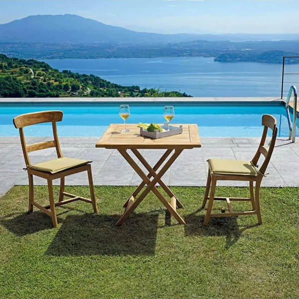 Tavolo VULCANO pieghevole in teak 80×80 cm