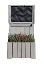 Onlywood Cassetta+fioriera WOODLOCKER per pacchi corriere 70x56x50 h cm Legno sbiancato - foto 3