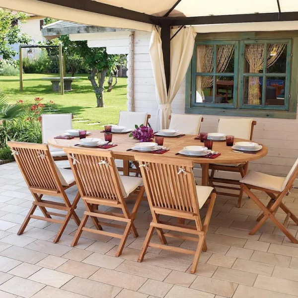 Tavolo allungabile Ovale in teak 180/240 cm
