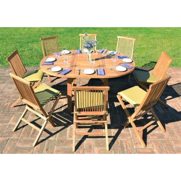 Tavolo CAPRAIA tondo allungabile in teak naturale 120/170 cm