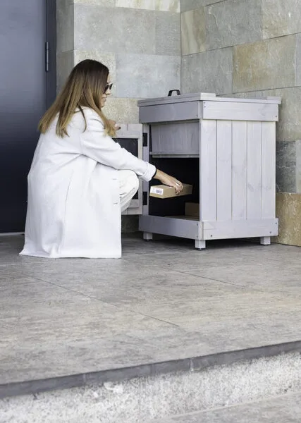 Onlywood Cassetta WOODLOCKER per pacchi corriere 83x68x53 h cm Legno sbiancato