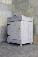 Onlywood Cassetta+fioriera WOODLOCKER per pacchi corriere 70x56x50 h cm Legno sbiancato - foto 5