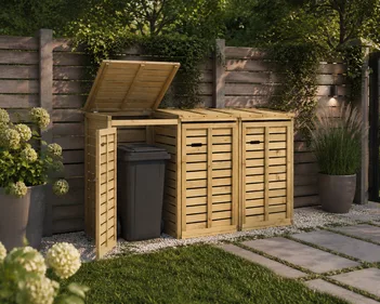 Porta bidoni da esterno Triplo 217 X 86 X 132 h.cm in Legno Trattato – RACCOLTA DIFFERENZIATA