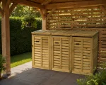 Porta bidoni da esterno Triplo 217 X 86 X 132 h.cm in Legno Trattato - RACCOLTA DIFFERENZIATA - foto 4
