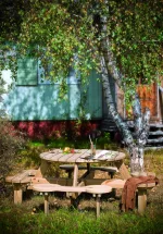 Onlywood Tavolo Picnic in Legno Impregnato ROTONDO Diametro 189 cm - 8 posti - foto 6