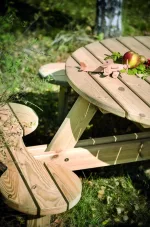 Onlywood Tavolo Picnic in Legno Impregnato ROTONDO Diametro 189 cm - 8 posti - foto 5