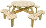 Onlywood Tavolo Picnic in Legno Impregnato ROTONDO Diametro 189 cm - 8 posti - foto 3