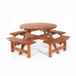 Onlywood Tavolo Picnic in Legno Noce ROTONDO Diametro 110 cm - 8 posti - foto 7