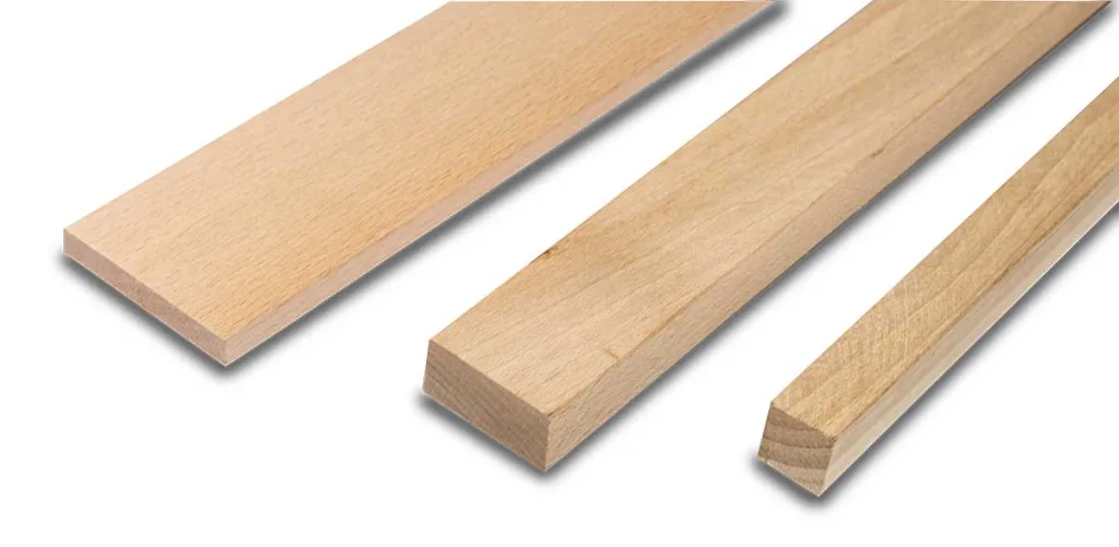 Listelli piallati in legno di diverse sezioni
