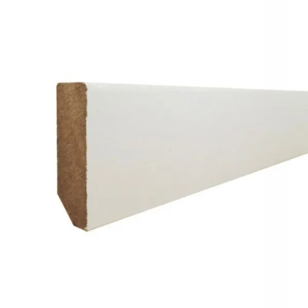 Onlywood Battiscopa in fibra di legno Mdf Bianco Liscio - 14 x 40 mm - Asta da 2,4 m