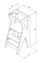 Disegno tecnico della learning tower con misure 86 x 41 x 39 cm