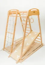 Palestra Montessori in faggio con materassino beige 110 x 80 cm alla base